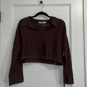 Grey Bandit cropped sweater with collar - chocolate brown size Small